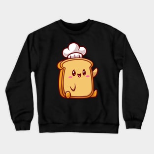 Cute Bread Chef Waving Hand Cartoon Crewneck Sweatshirt